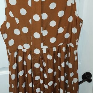 SHEIN Brown and White Polka Dot Dress With Matching Belt Tie